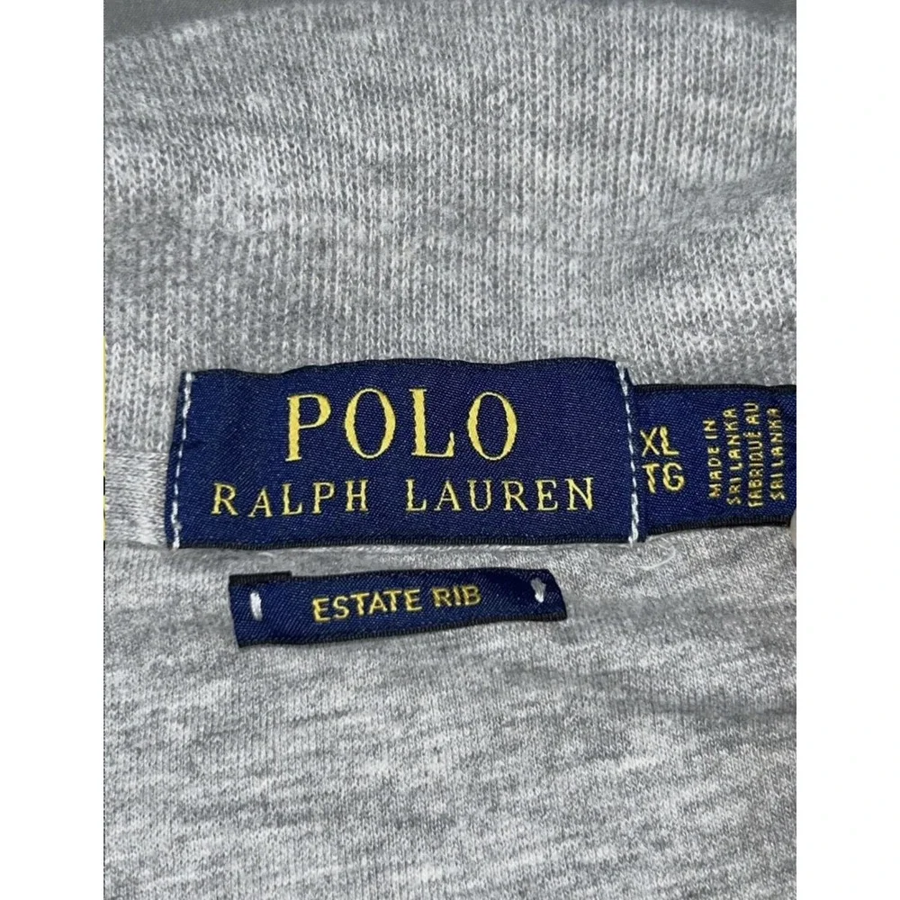 Polo Ralph Lauren Sweater Mens 2XL Gray 1/4 Zip Mock Neck Cotton Pony Logo Knit